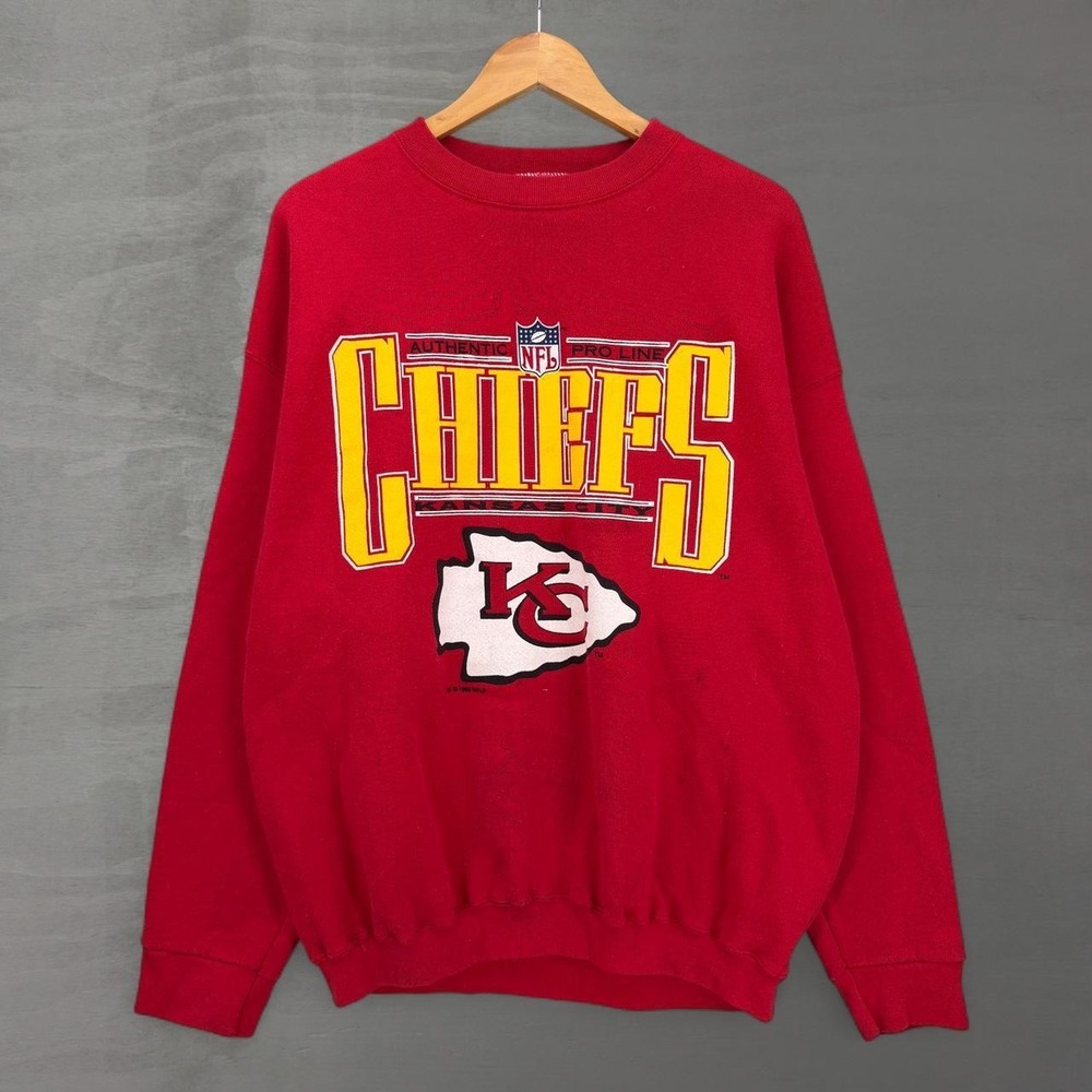 Vintage Logo Athletic Kansas City Chiefs Sweatshirt Crewneck Red NFL Pro Line XL